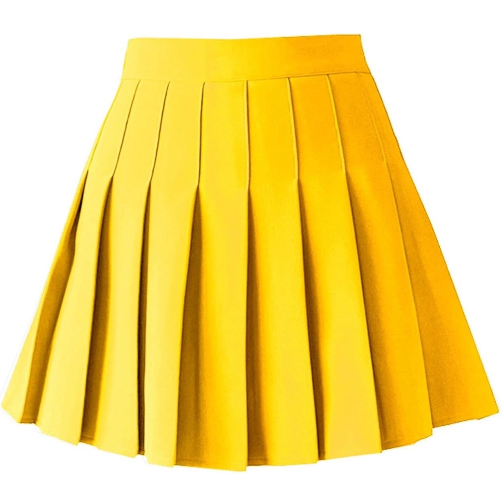 Yellow Pleated Mini Skirt